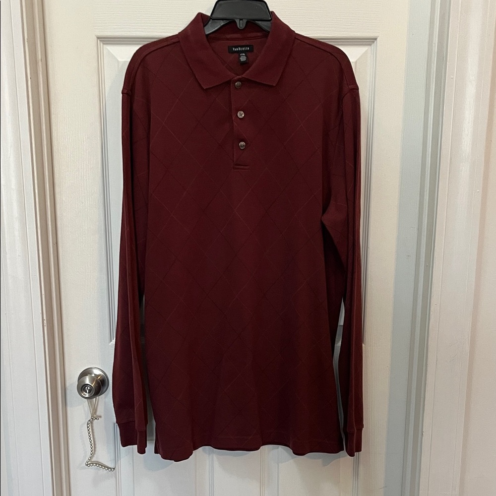 Van Heusen Men's Maroon Long Sleeve Polo